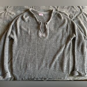 Pink Lily women’s distressed plunging neck sweater